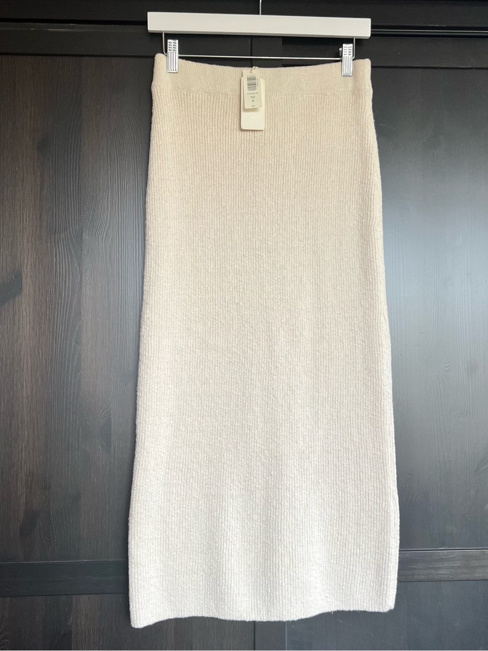Z Supply Cream Ribbed Knit Midi Skirt